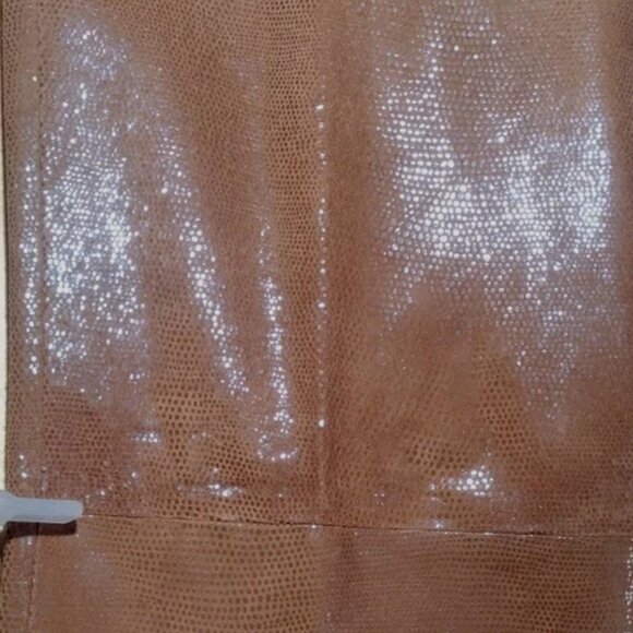 St. John 10 Leather Pant Silk Lining Trousers Snake Metallic Shiny Cognac Runway - Picture 11 of 15